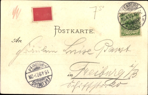 Chromo-Litho Offenburg in the Black Forest, Town Hall, Drake Monument, War Memorial, general view