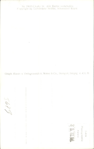 Postcard Eimeldingen in Baden, aerial photograph