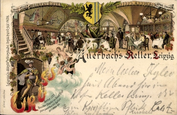 Wappen Litho Leipzig in Sachsen, Auerbach's Keller, Innenansicht