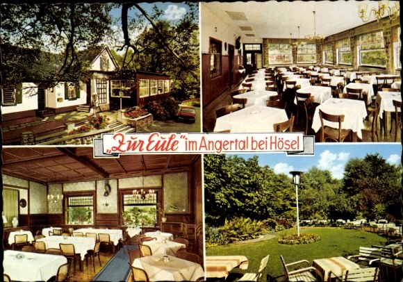 Postcard Hösel Ratingen North Rhine Westphalia, restaurant "Zur Eule", restaurant, tables set, garden