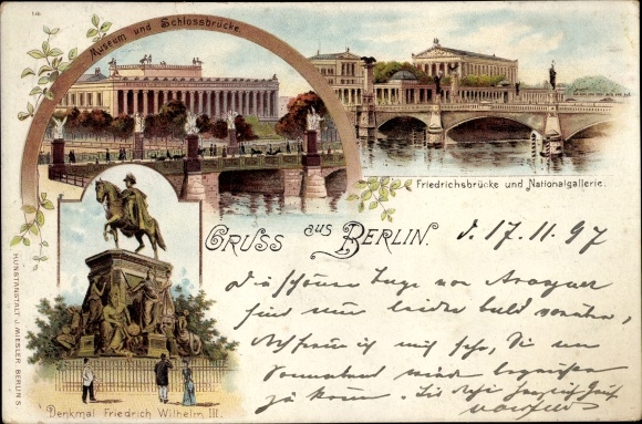 lito Berlin Mitte, Pomnik Fryderyka Wilhelma II, Schlossbrücke, Galeria Narodowa