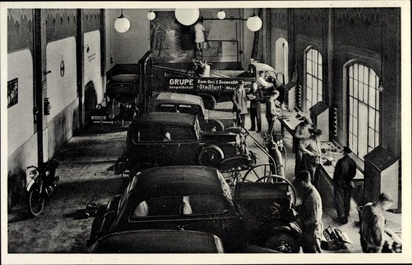 PC Stassfurt Leopoldshall, Opel service workshop, cars, Salzwerksstrasse 1, interior view