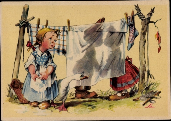 Artist Postcard Salac, AL, A girl in love with a broken heart