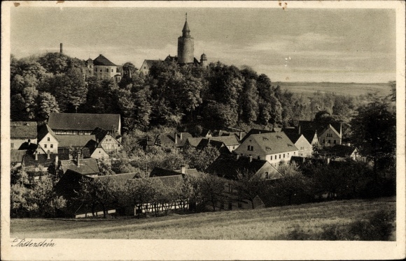 Postcard Posterstein in Thuringia, view of the city, castle tower