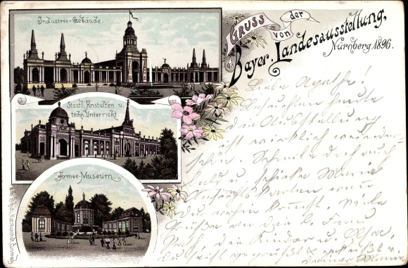 Chromo-Litho Nuremberg in Bavaria, Bavarian State Exhibition 1896, Industrial Building, Army Museum