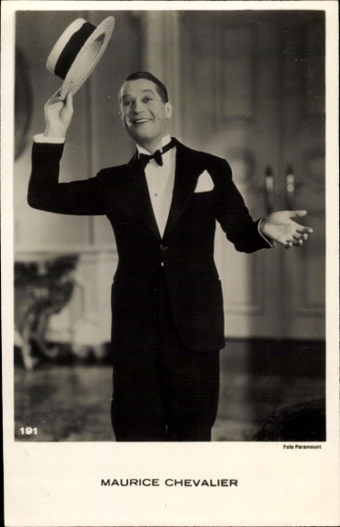 KP aktor Maurice Chevalier, portret, kapelusz
