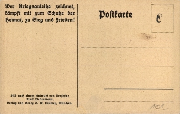 Artist Postcard Liebermann, Ernst, Whoever subscribes to war bonds fights to protect the homeland