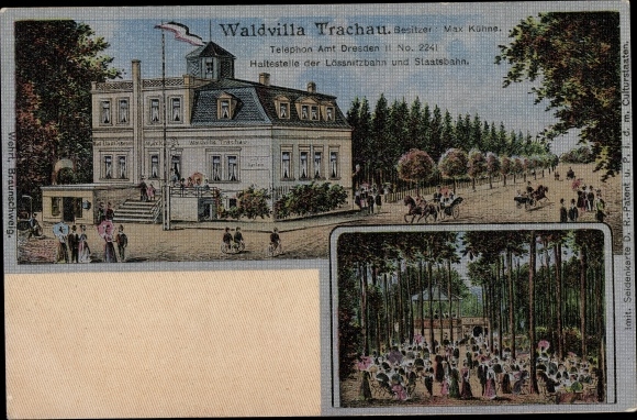 PC Dresden Trachau, Waldvilla Trachau, inn, imitation silk card