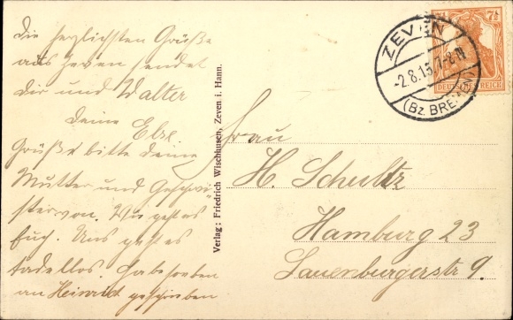 Postcard Zeven in Lower Saxony, gymnasium of the men&#39;s gymnastics club