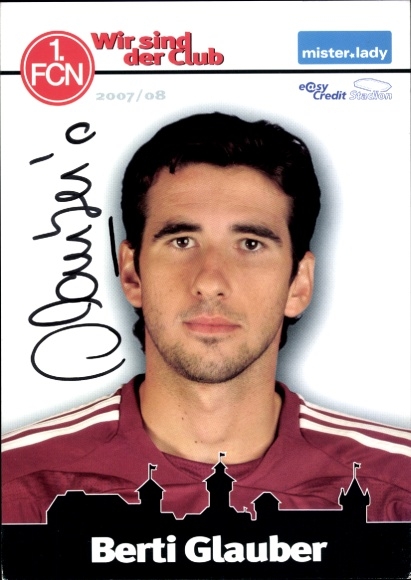 Sammelbild Fußballspieler Berti Glauber, 1. FC Nürnberg