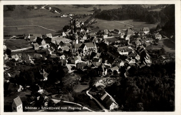Postcard Schönau im Schwarzwald, aerial photograph