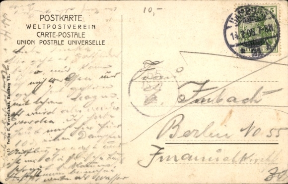 Postcard Hamburg Uhlenhorst Mundsburg, ferry house during the regatta, water surface, rowers