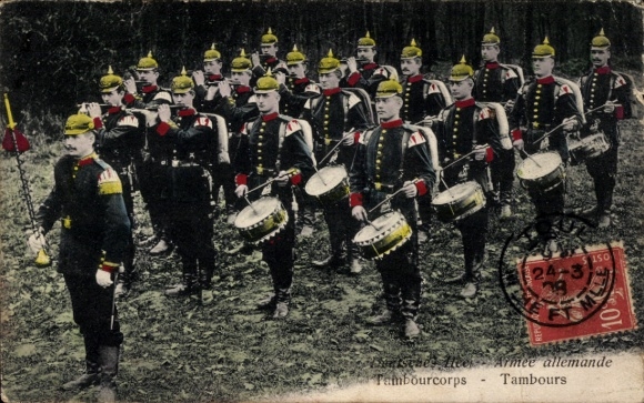 Postcard Dresden Gompitz, Tambourcorps 150 Army Allemande, Tambours