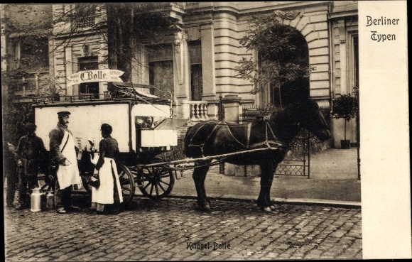 Postcard Berlin, bell Bolle, horse, stand