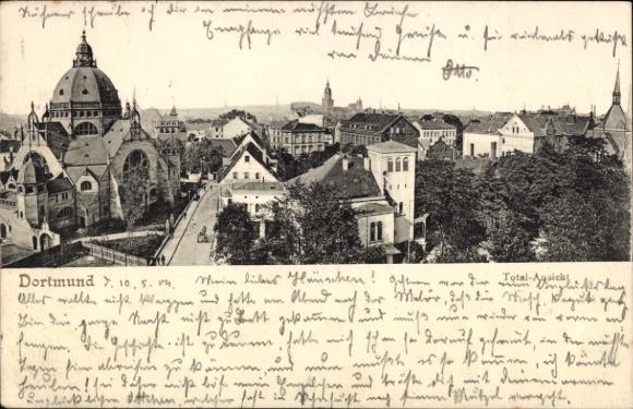 Judaica Postcard Dortmund in the Ruhr area, general view, synagogue