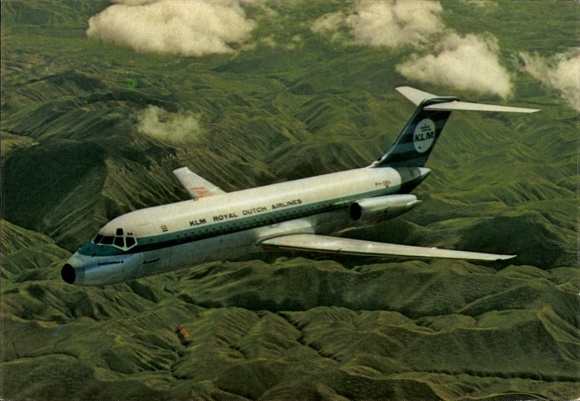 Postcard passenger aircraft Douglas DC-9, KLM