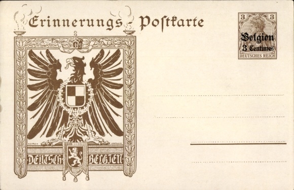 KP pamiątkowa, artykuły piśmiennicze, Niemcy, Belgia, 3 centymy