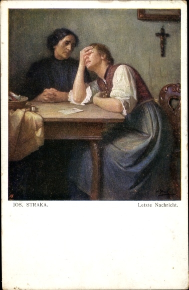 Artist PC Straka, Josef, Last message, mourning woman