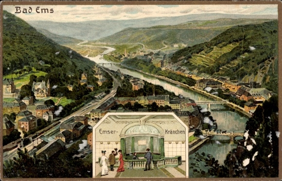 Artist PC Bad Ems an der Lahn, Emser Kränchen, long shot from the bird's eye view