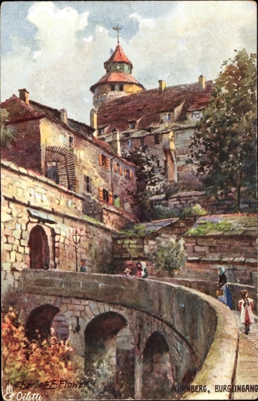 Artist PC Flower, Charles, Nuremberg in Bavaria, castle entrance