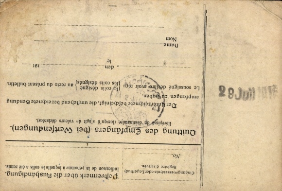 Valuable shipment Limbach Saxony 12.02.1916 to Constantinople