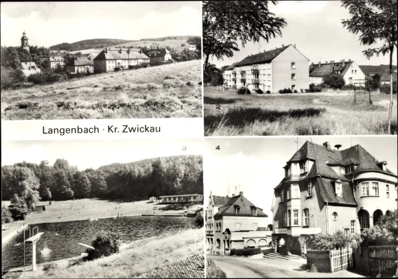 Ak Langenbach Langenweißbach Erzgebirge, algemeen beeld, AWG-nederzetting, gemeentebestuur