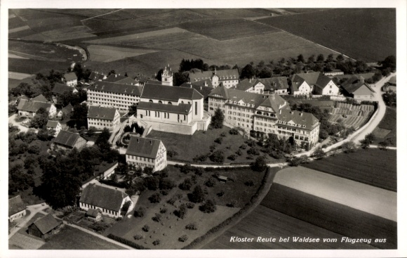 Postcard Reute Bad Waldsee in Upper Swabia Württemberg, Reute Monastery, aerial photograph