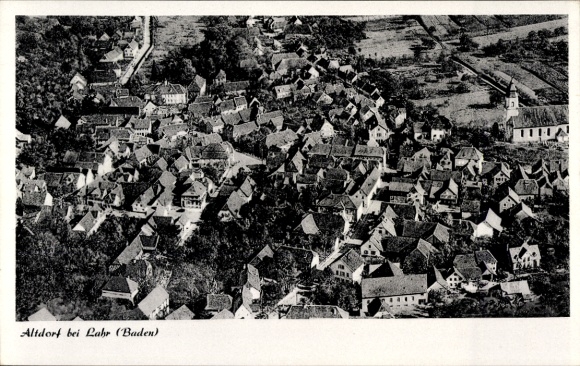Postcard Altdorf (near Lahr) Ettenheim in Baden, aerial photograph