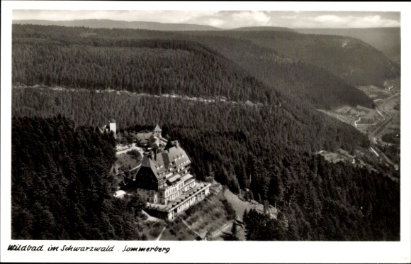 Postcard Bad Wildbad in the Black Forest, aerial photograph, Sommerberg