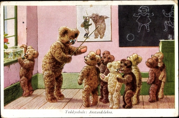 KP artysty Thiele, Arthur, pluszowa szkoła, nauczanie przyzwoitości, tańczący miś