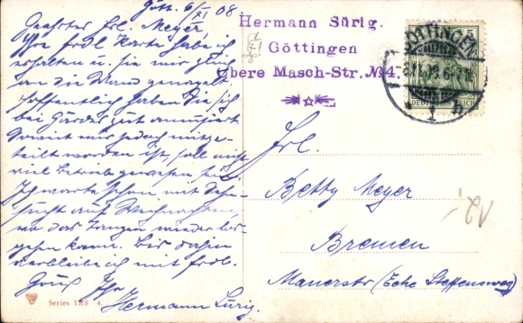 Studentika Artist Postcard Students in the pub, waiter with beer mugs