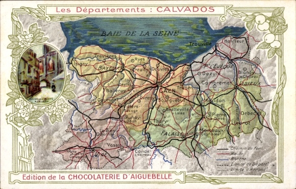 Maps PC Falaise Calvados, church, Chocolaterie d'Aiguebelle