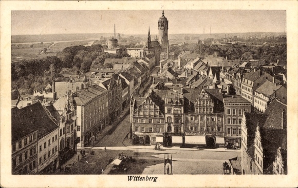 Postcard Lutherstadt Wittenberg, city view, city church St. Mary's.