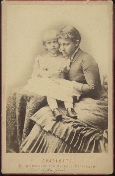 Cabinet photo Princess Charlotte of Saxe-Meiningen with daughter Feodora