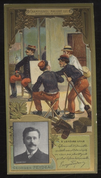 Merchant picture advertising card Lefevre-Utile Lu Art Nouveau, Georges Feydeau