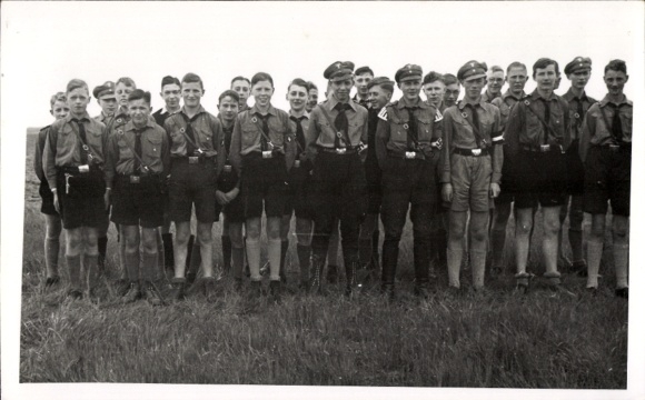 Photo Postcard HJ camp, HJ members in uniform