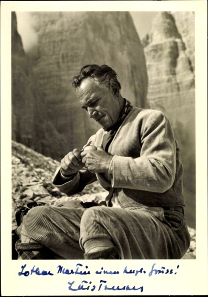 Postcard actor Luis Trenker, mountaineer, portrait, autograph