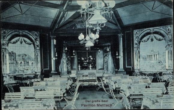 Postcard Mettlach in the district of Merzig Wadern Saarland, Pavilion Mettlach, the large hall, interior view