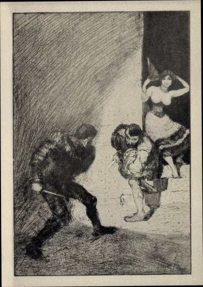 Artist Postcard Klinger, Max, Rivalen, Ein Leben