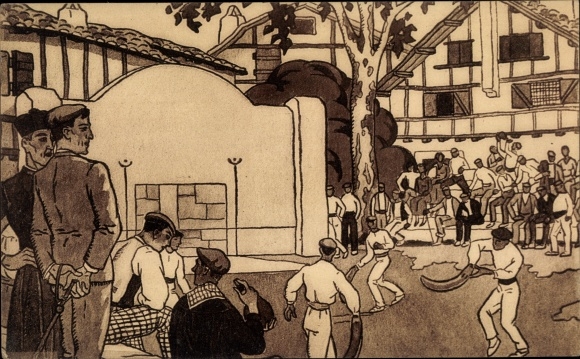 Artist Postcard Le Tanneur, J., Basque Country, Part of Pelota a Chistera