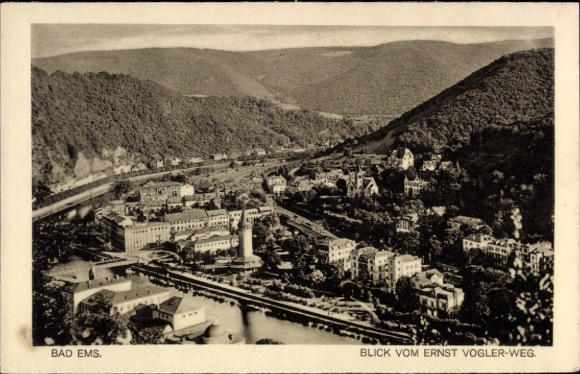 Ak Bad Ems an der Lahn, Landschaftsaufnahme,  Blick vom Ernst Vogler-Weg