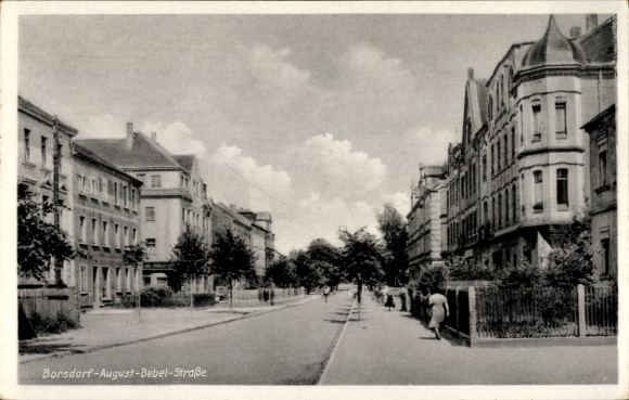 Postcard Borsdorf in Sachsen, August-Bebel-Straße