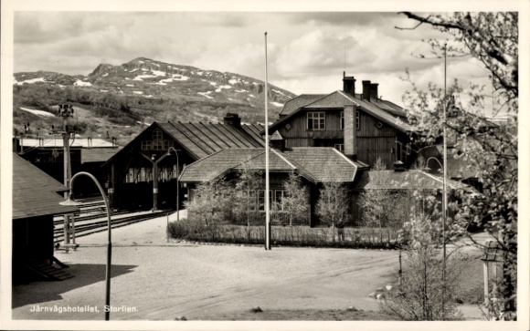Postcard Storlien Åre Sweden, train station, hotel