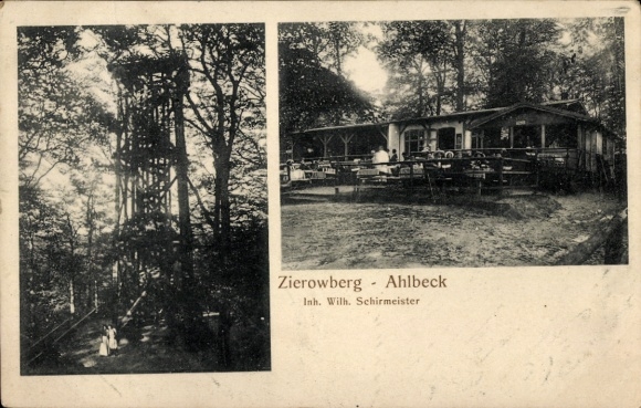 Postcard Ostseebad Ahlbeck on Usedom, Zierowberg, Restaurant Wilh. Schirmeister