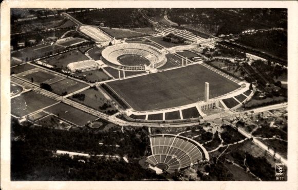 KP Berlin Charlottenburg Westend, zdjęcie lotnicze, Reichssportfeld, stadion, scena Dietricha Eckardta