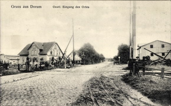 Ak Dorum Wurster Nordseeküste, Straße, Häuser