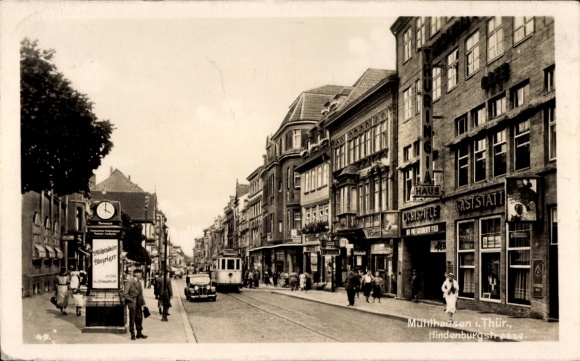 Postcard Mühlhausen in Thuringia, Hindenburgstraße, Thuringia-Haus, Lichtspiele