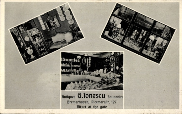 Postcard Bremerhaven, Watch Shop G. Ionescu, Antiques, Rickmerstraße 127
