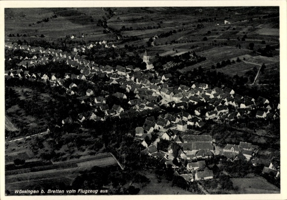 Ak Wössingen Walzbachtal in Baden, Fliegeraufnahme