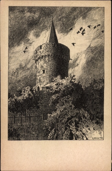 Artist PC Gönner, Ph., Gelnhausen in Hesse, witch tower